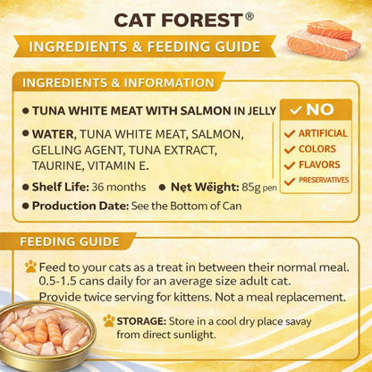 CAT FOREST Premium Tuna White Meat with Salmon in Jelly Canned Cat Food