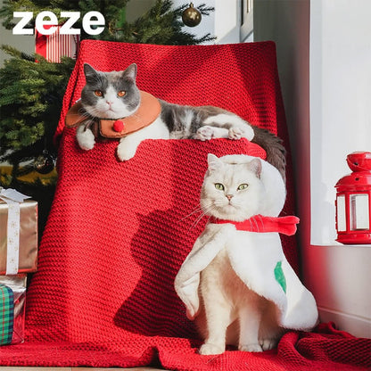 ZEZE Christmas Snowman & Reindeer Pet Scarf Collar
