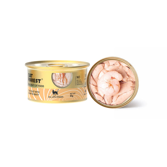 CAT FOREST Premium Tuna White Meat with Shrimp in Gravy Canned Cat Food