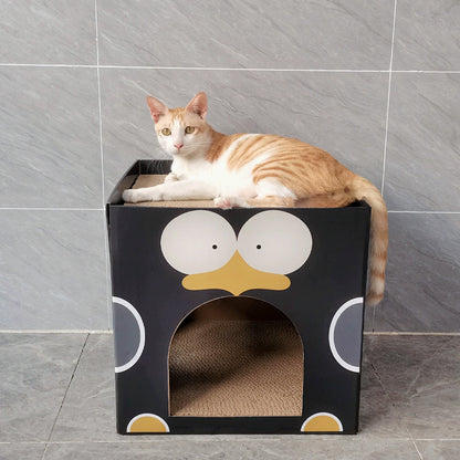 ZODIAC Square black penguin-shaped Cat Scratcher 40x40x40cm