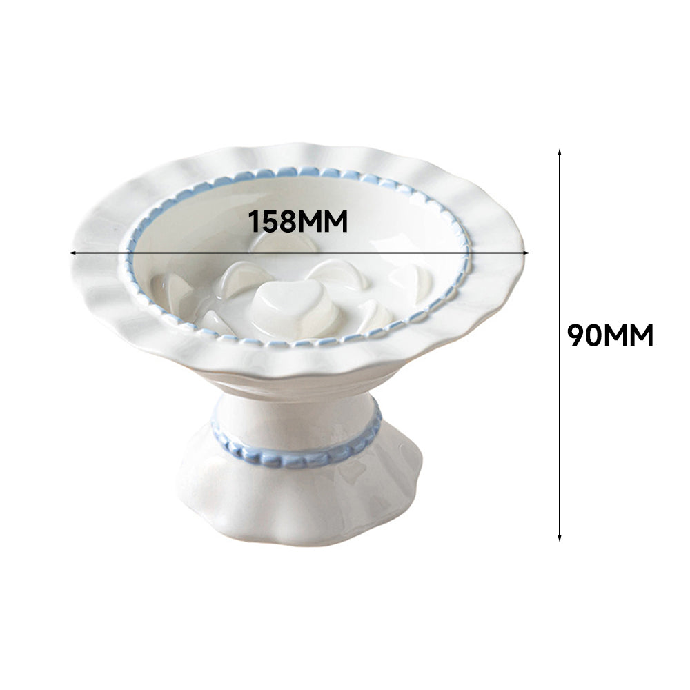 Ceramic Slow Feeder Pet Bowl – Anti-Gulping Scalloped Edge (Random Style 1pcs)