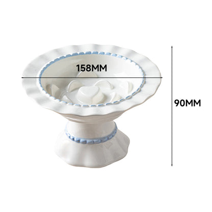 Ceramic Slow Feeder Pet Bowl – Anti-Gulping Scalloped Edge (Random Style 1pcs)