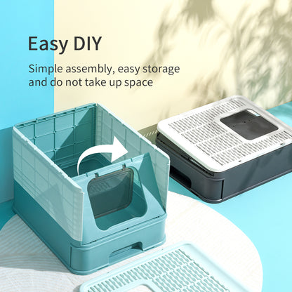 PAKEWAY Foldable Enclosed Cat Litter Box
