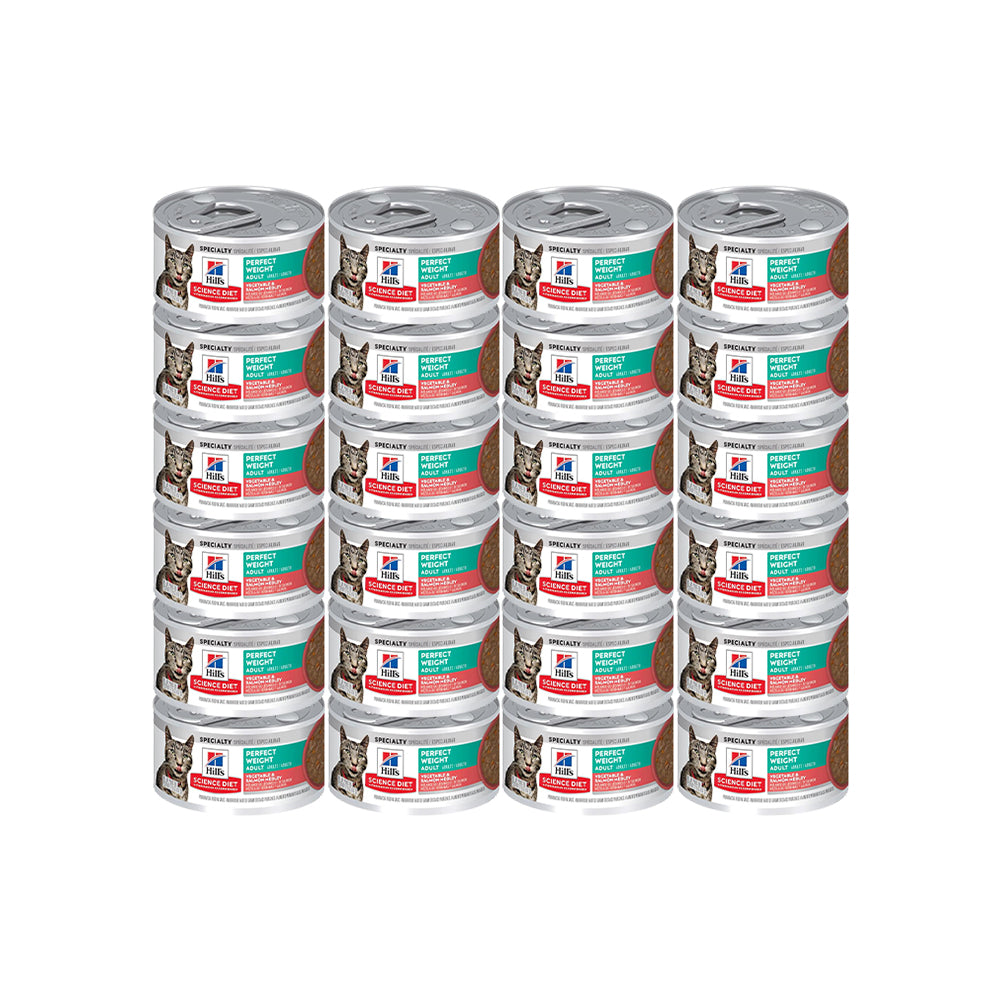 HILLS Science Diet Perfect Weight Vegetable & Salmon Adult Wet Cat Food 82g/82gx24