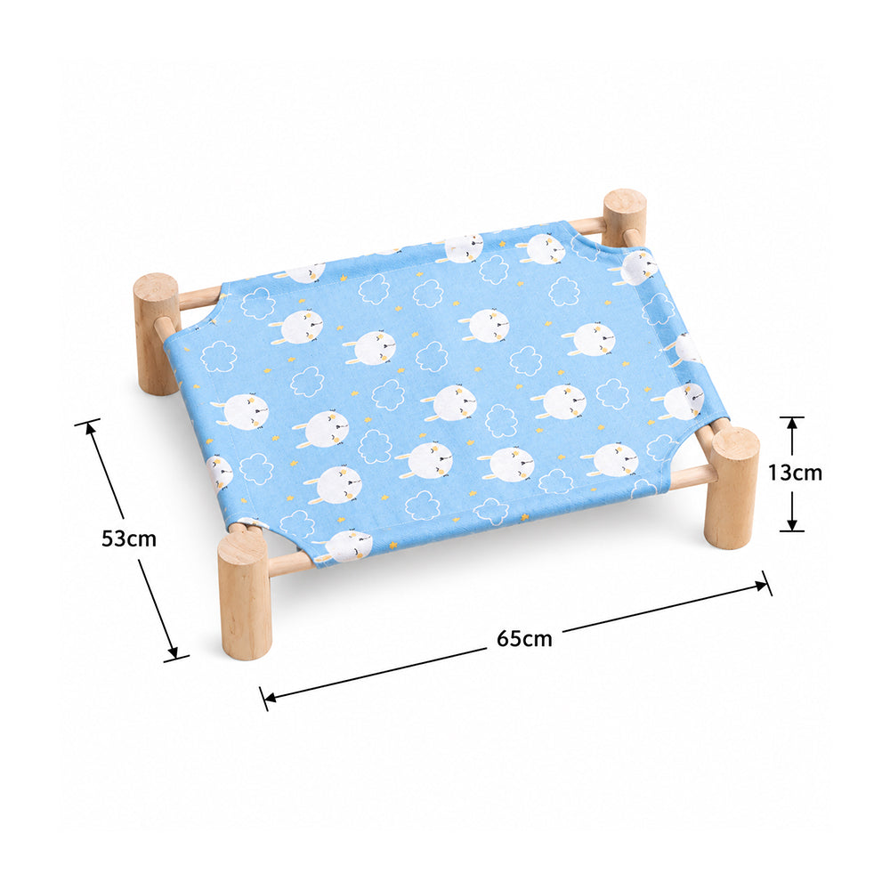 Wooden Raised Pet Bed Removable Washable Fabric All Season Large