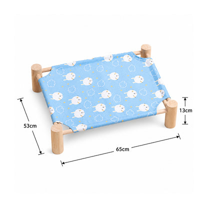 Wooden Raised Pet Bed Removable Washable Fabric All Season Large