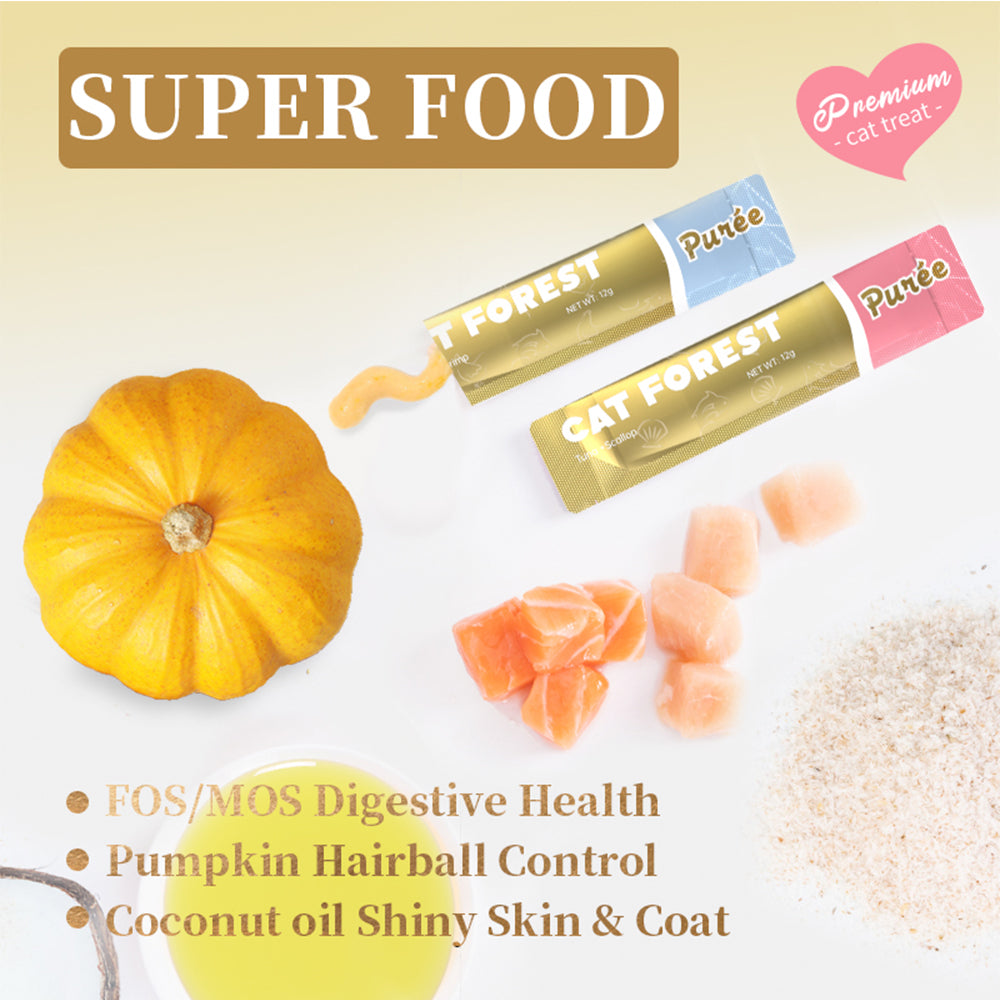 CAT FOREST Puree Chicken & Salmon/Shrimp Cat Treats 12g x 48