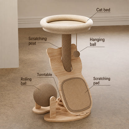 Small Cat Tree with Bed & Sisal Scratching Post