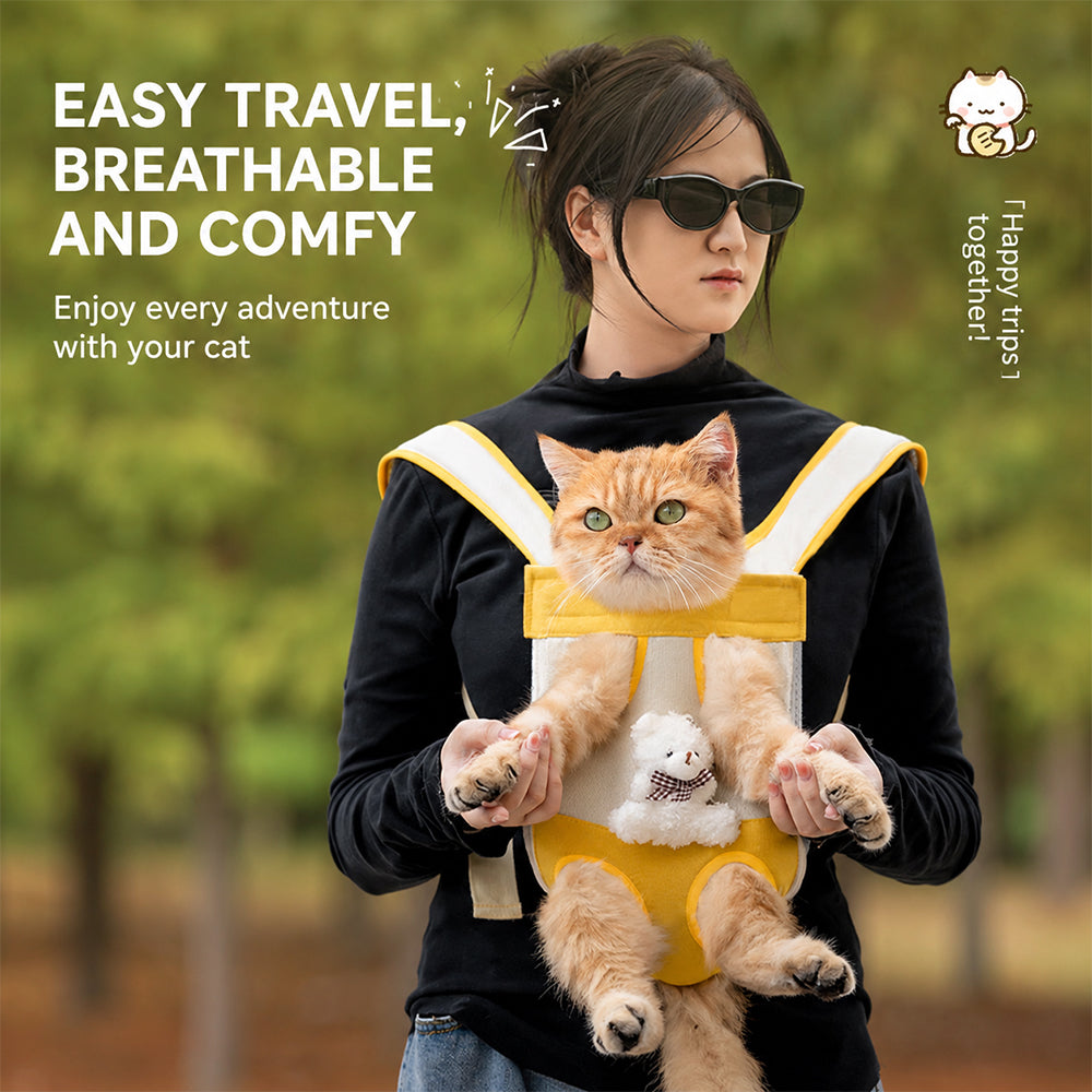 Pet Front Carrier Backpack Breathable Bear Yellow Medium