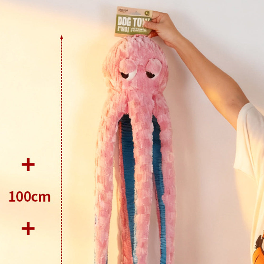 Long Dog Tug Toy Octopus Squeaky Interactive