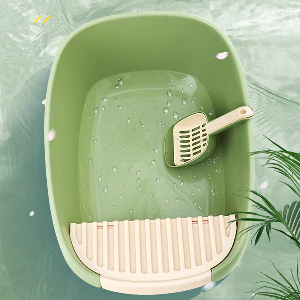 Large Open Cat Litter Box with Removable Wide Step