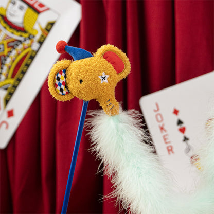 Circus Cat Teaser Wand - Interactive Feather Toy With Bell & Crinkle Sound