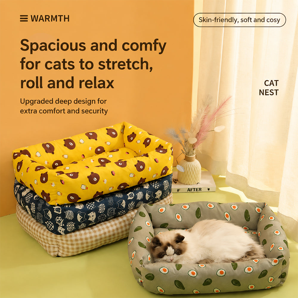 Pet Bed Bolster Square Removable Washable