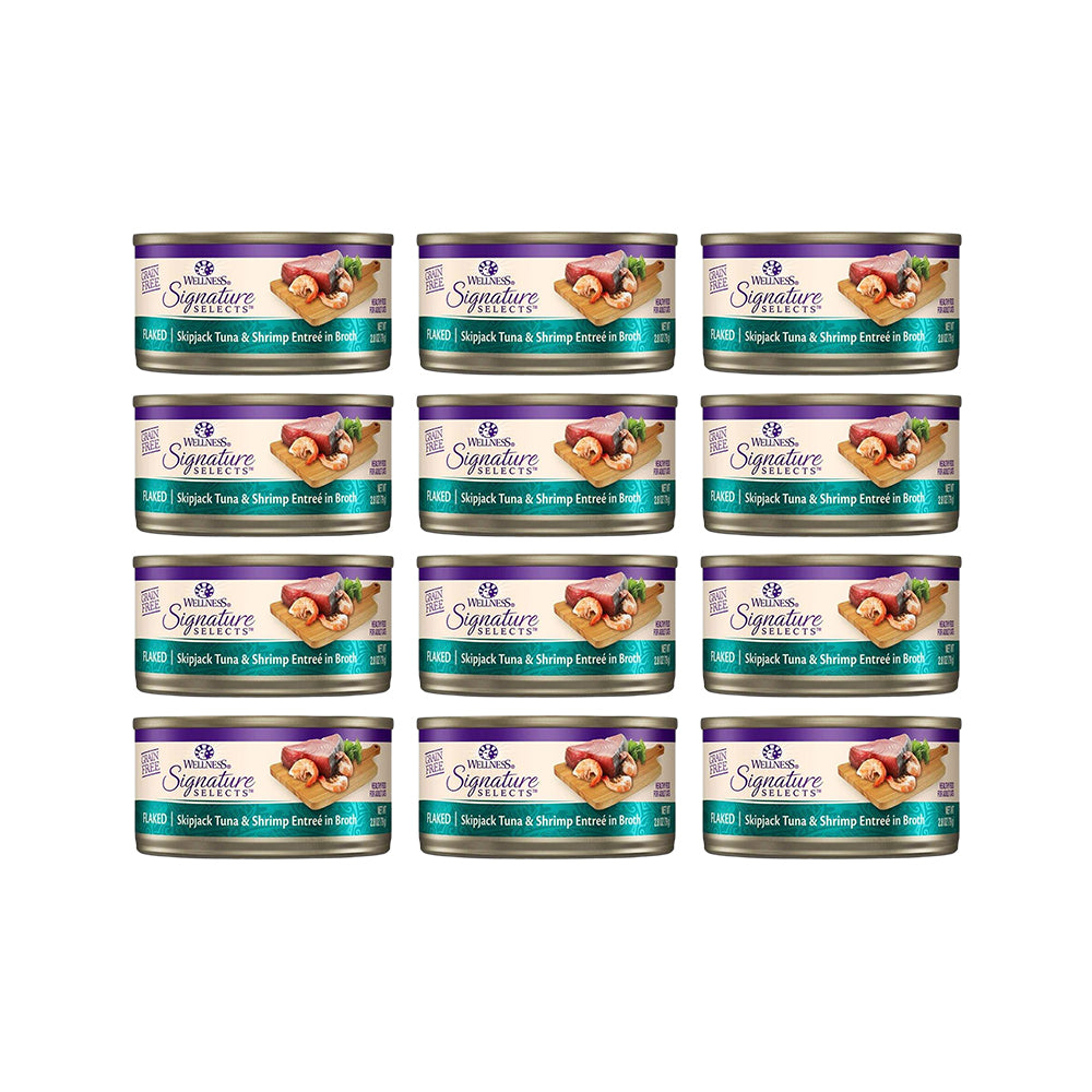 WELLNESS Core Signature Selects Flaked Skipjack Tuna & Shrimp Wet Cat Food 79g x 12