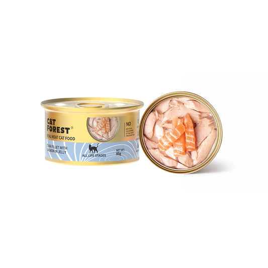 CAT FOREST Premium Tuna White Meat with Salmon in Jelly Canned Cat Food