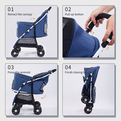 Easy Fold Pet Stroller - One-Touch Folding Design