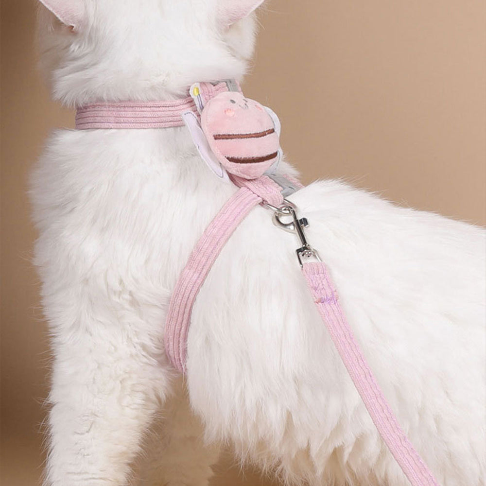 Cat Harness & Leash Set – Escape-Proof Adjustable Design | Yellow & Pink