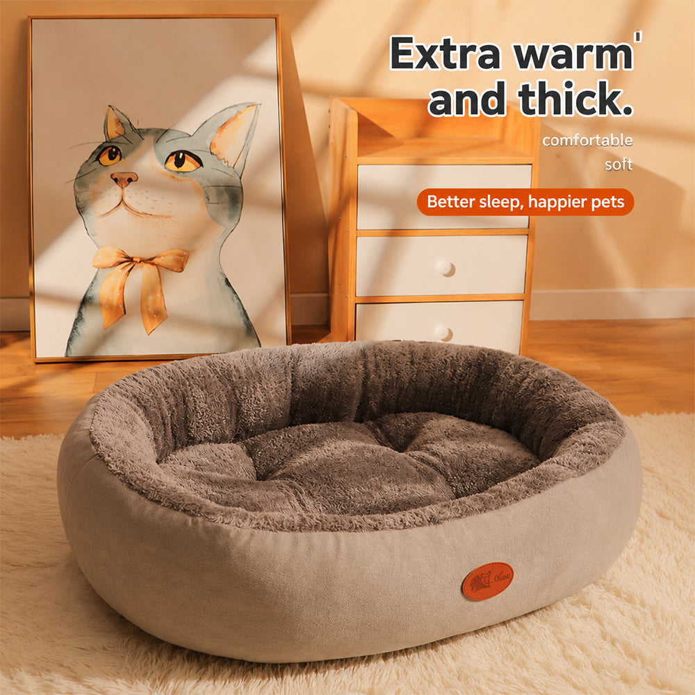 Warm Pet Bed Thick Oval Cozy Cushion