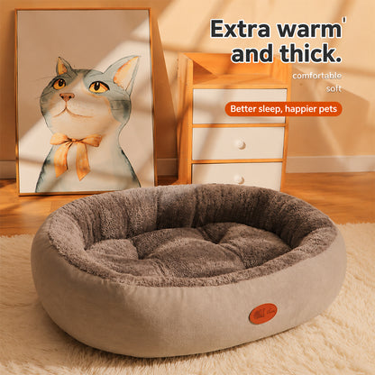 Warm Pet Bed Thick Oval Cozy Cushion
