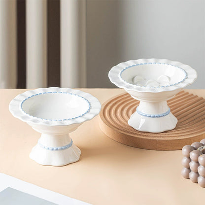 Ceramic Slow Feeder Pet Bowl – Anti-Gulping Scalloped Edge (Random Style 1pcs)