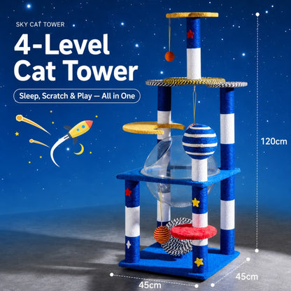 Extra Large Sisal Cat Scratcher Tower – Luxury Galaxy Series