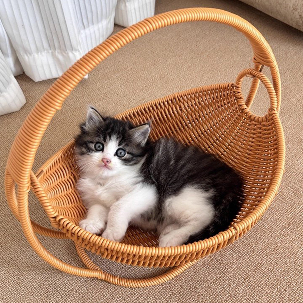 Swing Basket Cat Cradle Bed - Woven-Style Hanging Cat Lounger