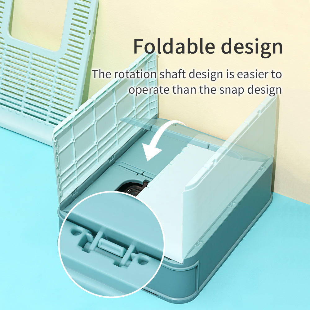 PAKEWAY Foldable Enclosed Cat Litter Box