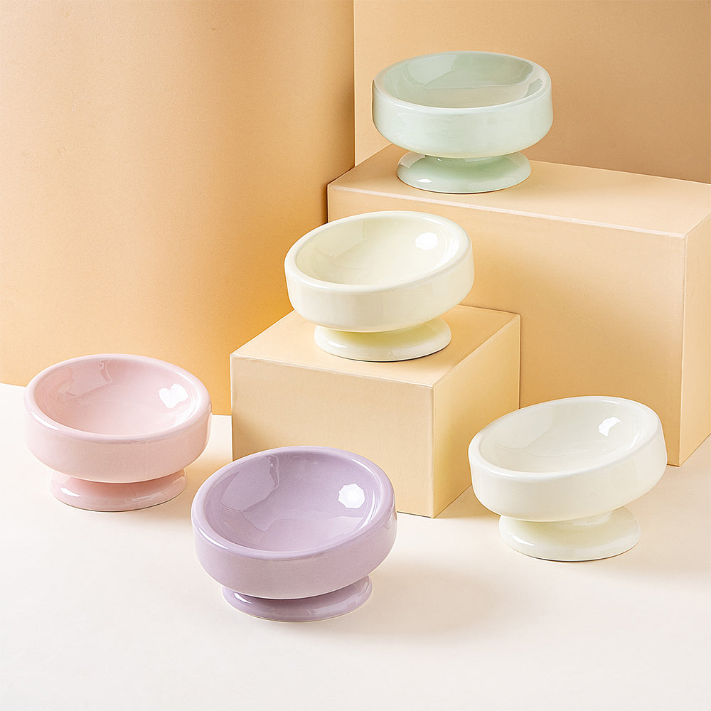 Elevated Ceramic Pet Bowl Anti Tip Neck Support