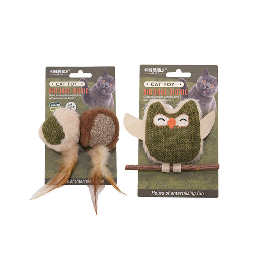 Catnip & Silvervine Chew Toy – Interactive Feather Dental Stick