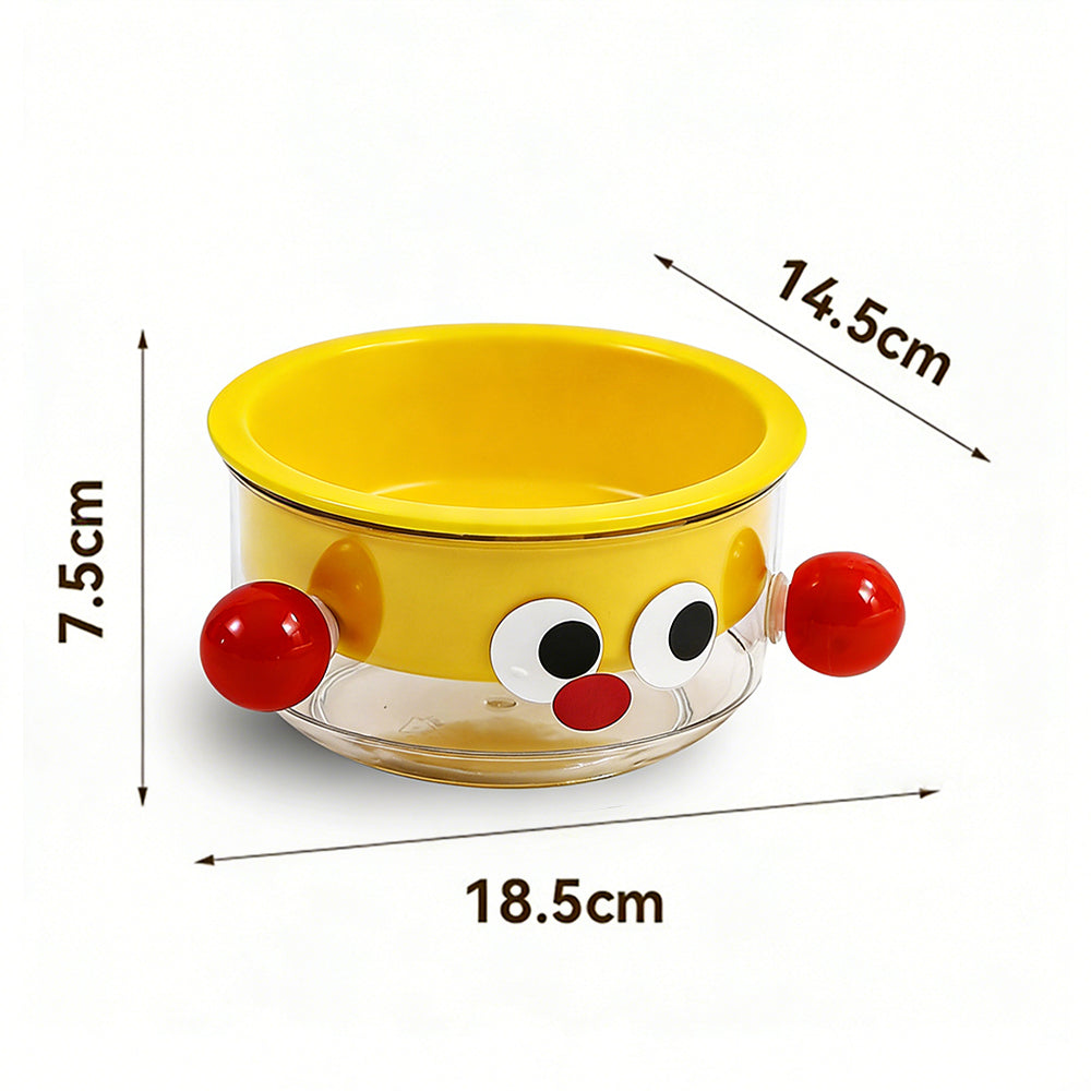 Anti-Tip Ergonomic Food & Water Bowl Set  Ceramic Double Cat Bowl - Yellow Big Eye