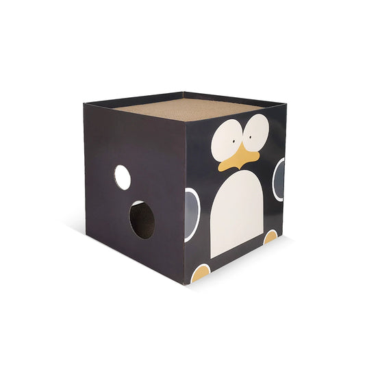 ZODIAC Square black penguin-shaped Cat Scratcher 40x40x40cm