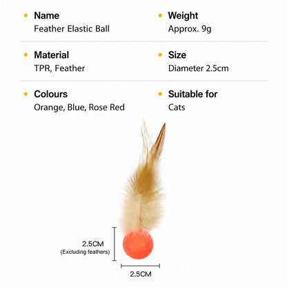 Cat Toy Bouncy Ball Feather Interactive 3 Pack
