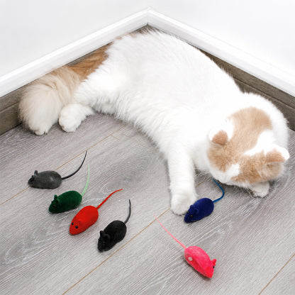 Cat Toy Mouse – Realistic Furry Squeaky Interactive Toy (1pc, Random Color)