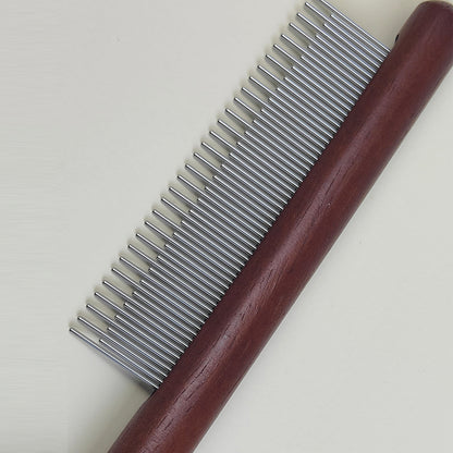 SMILE TIME Artisan Steel Solid Wood Pet Comb 21.5cm