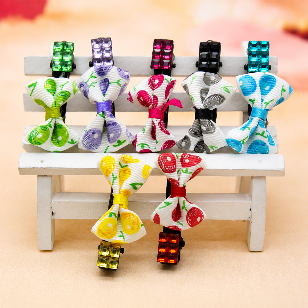 Pet Hair Clip Cute Cherry Bow Grooming Accessory Random 1pc