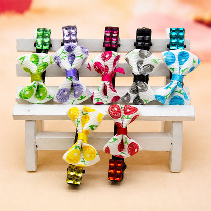 Pet Hair Clip Cute Cherry Bow Grooming Accessory Random 1pc