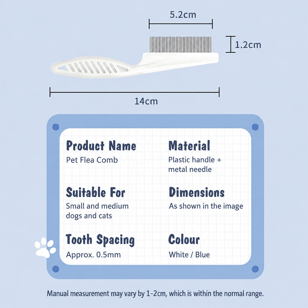Pet Flea Comb – Fine Tooth Grooming Comb for Cats & Dogs