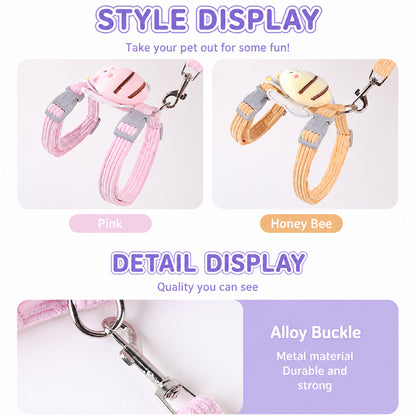 Cat Harness & Leash Set – Escape-Proof Adjustable Design | Yellow & Pink