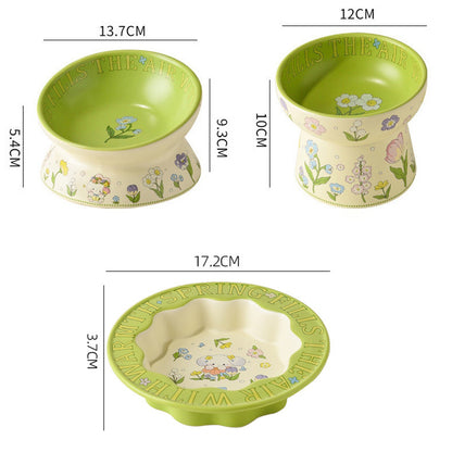Green Rabbit Ceramic Pet Bowl
