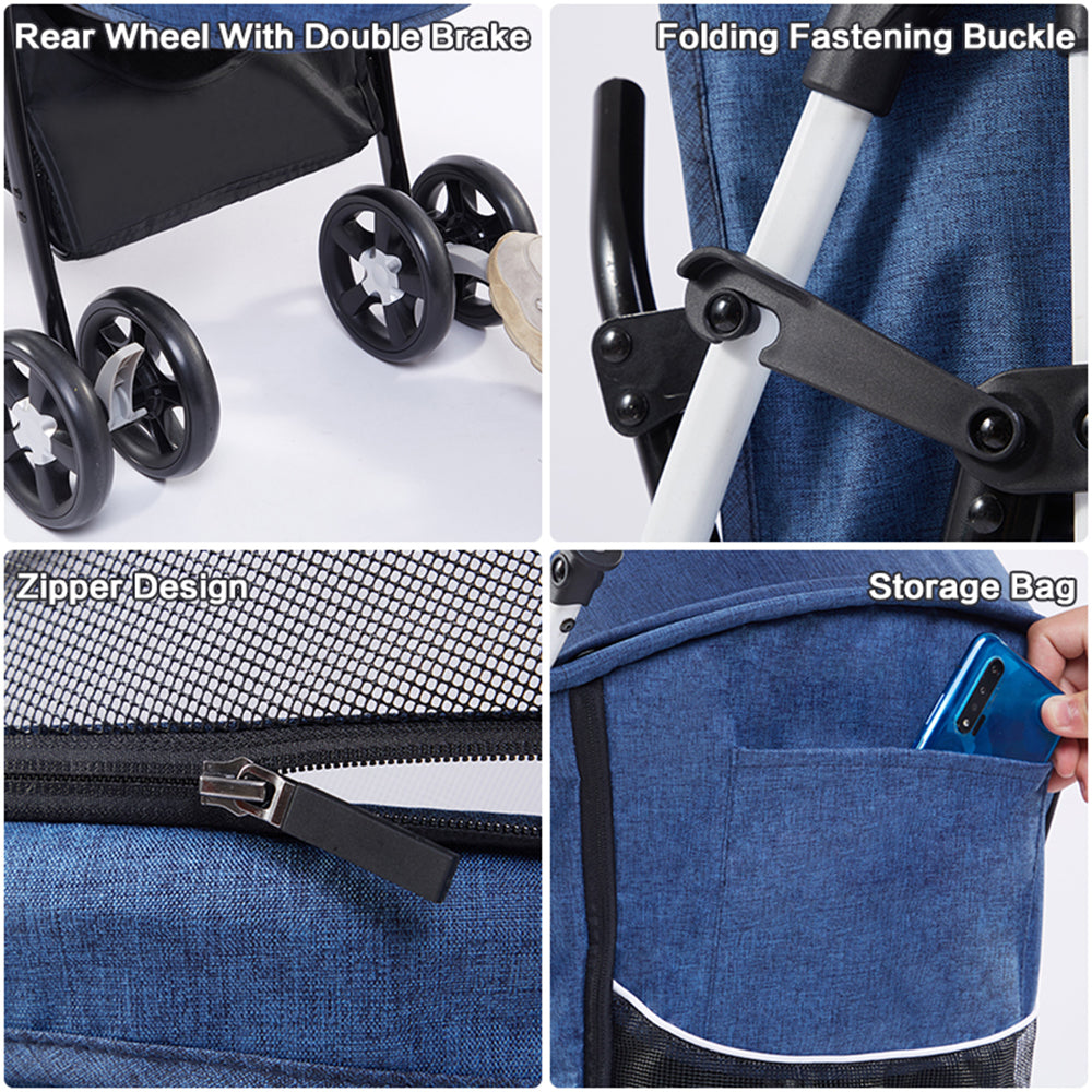 Easy Fold Pet Stroller - One-Touch Folding Design