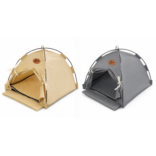 Summer Foldable Tent Pet Bed with Removable Cushion and Door Flap