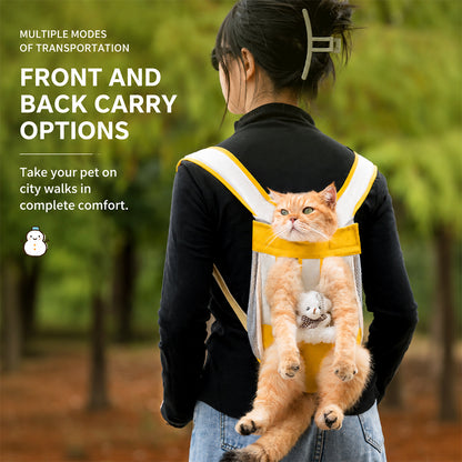 Pet Front Carrier Backpack Breathable Bear Yellow Medium
