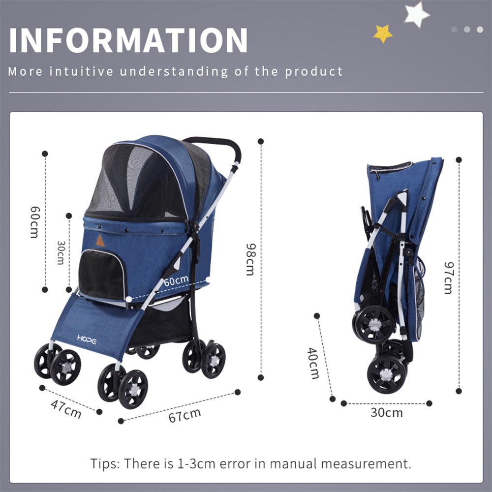 Easy Fold Pet Stroller - One-Touch Folding Design