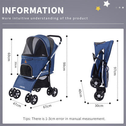 Easy Fold Pet Stroller - One-Touch Folding Design