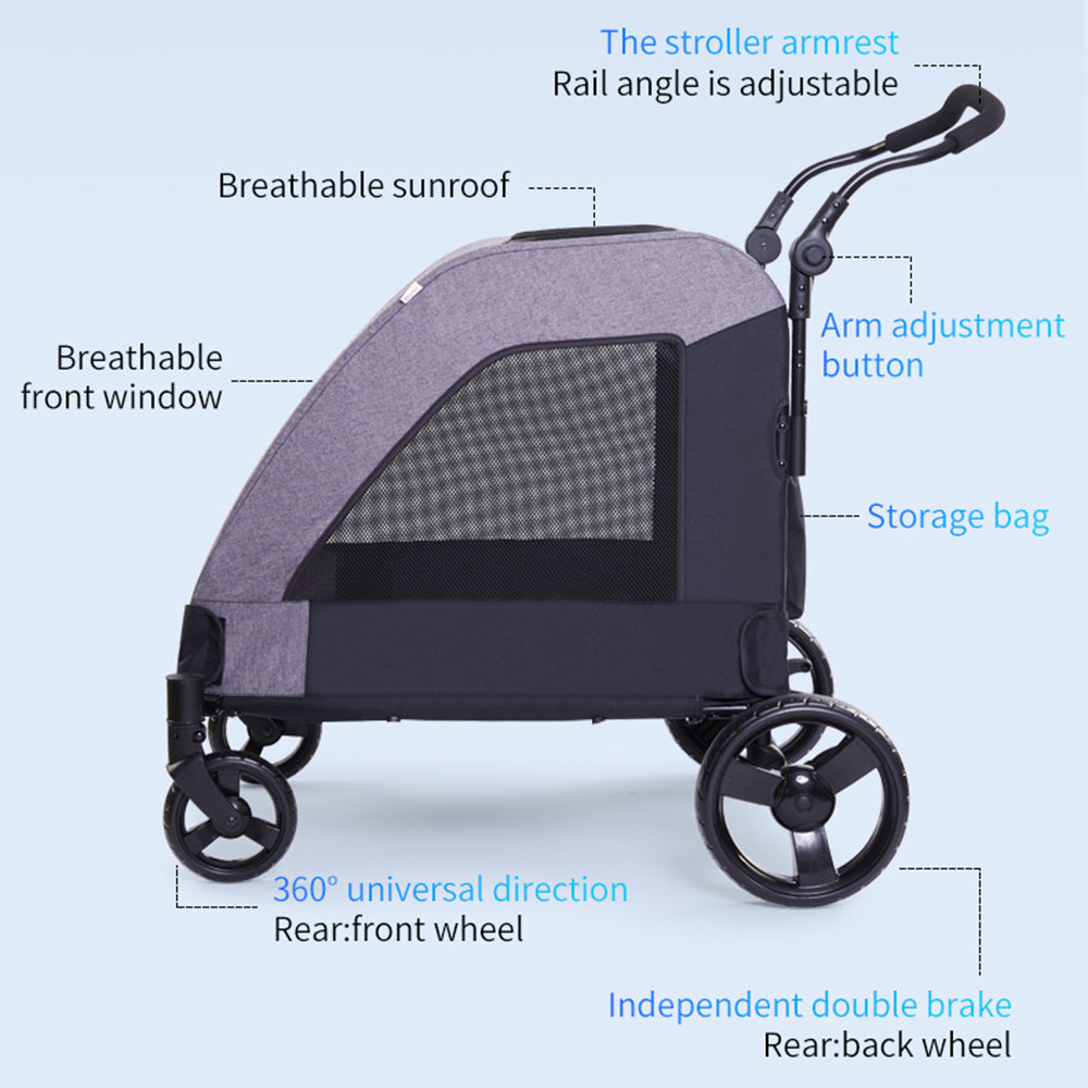 Easy Fold Pet Stroller - One-Touch Folding Design