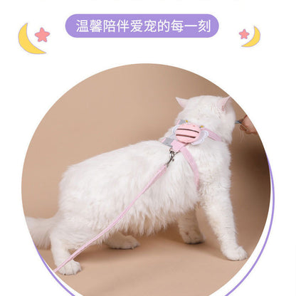 Cat Harness & Leash Set – Escape-Proof Adjustable Design | Yellow & Pink