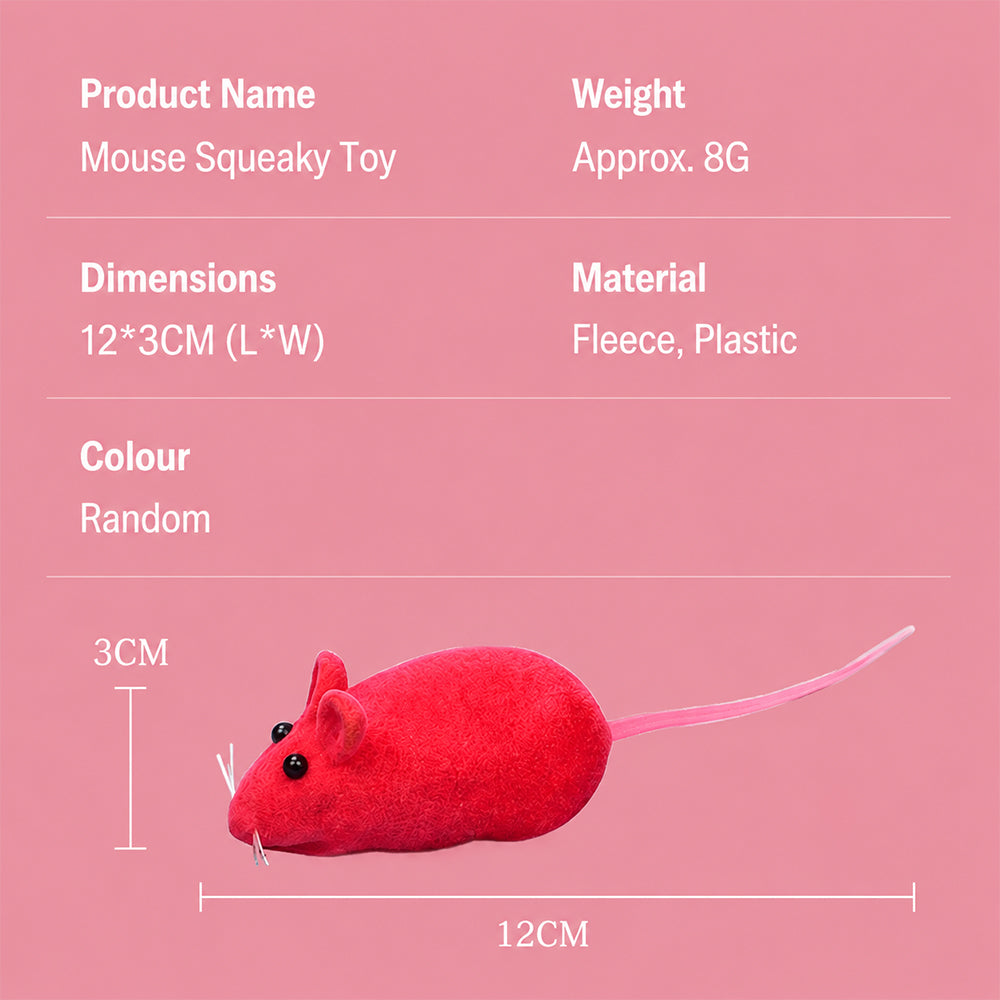 Cat Toy Mouse – Realistic Furry Squeaky Interactive Toy (1pc, Random Color)