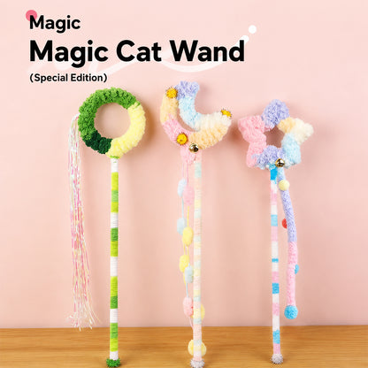 Cat Wand Toy – Interactive Feather Teaser with Replaceable Heads