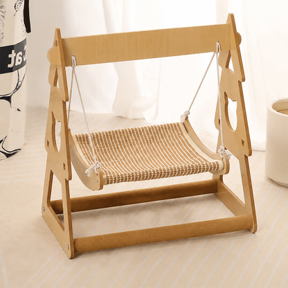 Pet Hammock Swing Bed Wooden Double Layer