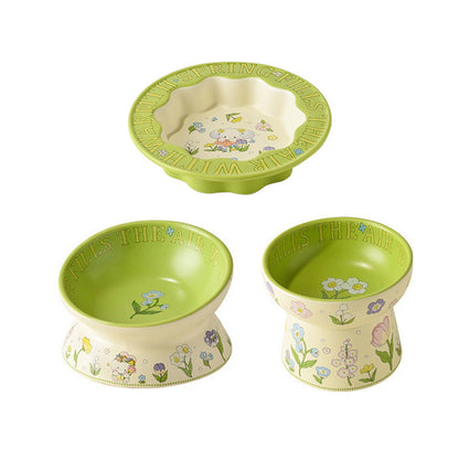 Green Rabbit Ceramic Pet Bowl